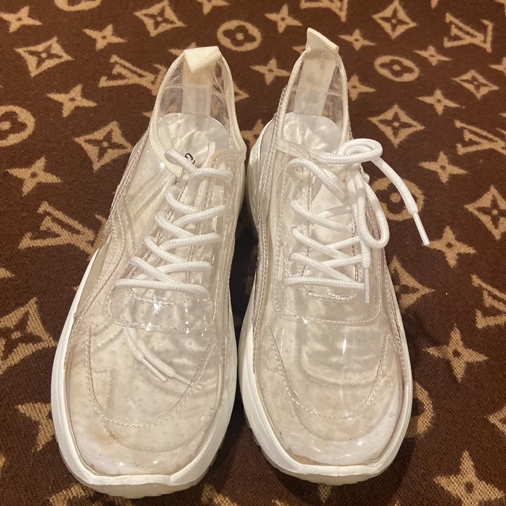 Clear PVC White Womans Sneakers - Picture 6 of 8
